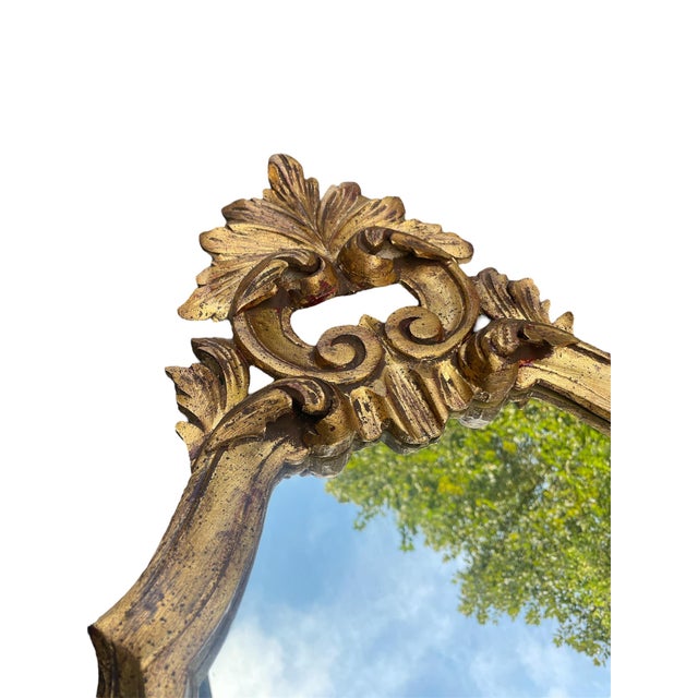 Rococo Mirror iwith Ornamental Gilded Frame, 1970s For Sale - Image 3 of 7