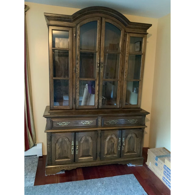 Wood Lighted China Cabinet by Nichols and Stone (Made in America) For Sale - Image 7 of 7