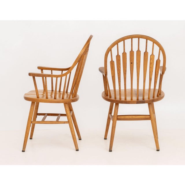 Pair of Contemporary Oak Windsor Side Chairs For Sale In New York - Image 6 of 7
