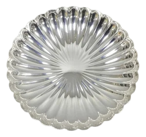 Antique Elkington English Regency 10.5" Round Scalloped Silver Plated Bowl Dish