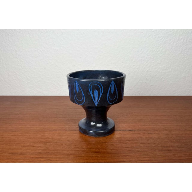 Mid-Century Modern Germany Blue Ceramic Candle Holder from Gebr. H.u.G. Claussen, 1960s For Sale - Image 5 of 13
