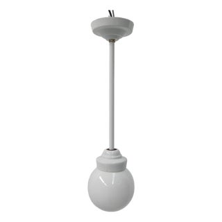 Art Deco Hanging Lamp with White Glass Ball, 1930s For Sale