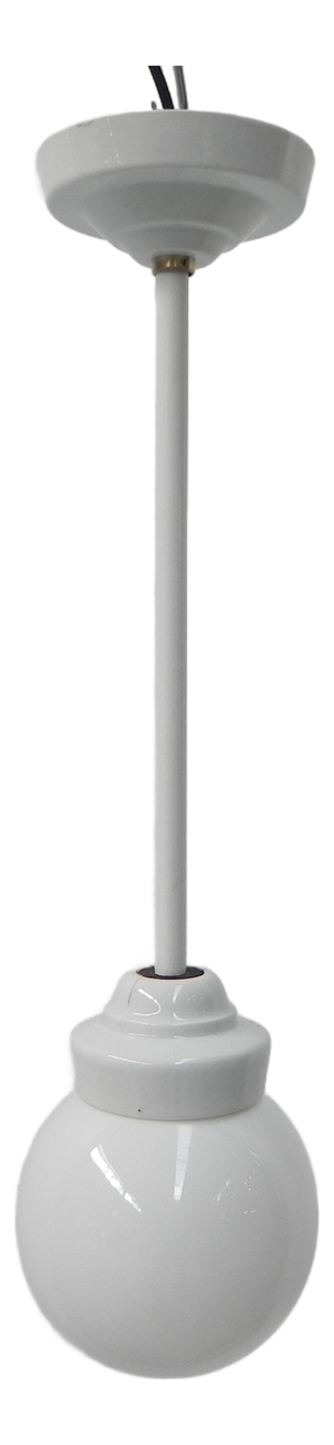 Art Deco Hanging Lamp with White Glass Ball, 1930s