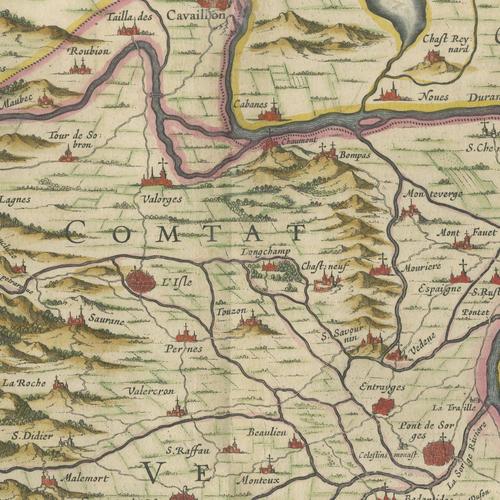 Antique Blaeu Map of the Principality of Orange and Avignon, 1642 For Sale - Image 6 of 12