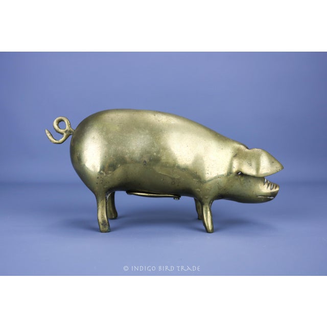 Large Vintage Solid Brass Piggy Bank Pig Sculpture For Sale In Greenville, SC - Image 6 of 9