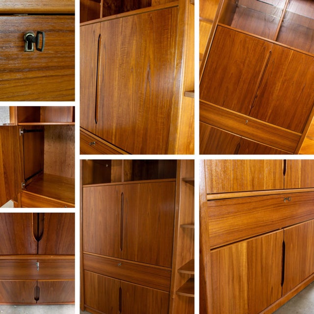 Mid to Late 20th Century Scandinavian Modern Teak Lighted Bookcase Display or Entertainment Cabinet For Sale - Image 14 of 18