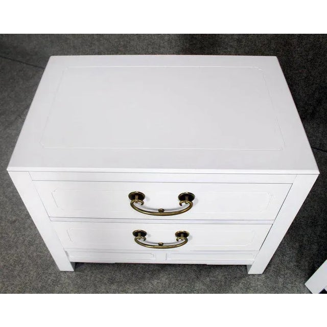 Mid 20th Century Mid-Century Modern White Lacquer Two-Drawer End Tables - a Pair For Sale - Image 5 of 9