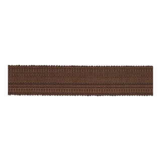 SAMPLE - Schumacher Cotton Strie Tape Medium In Chestnut 1" For Sale