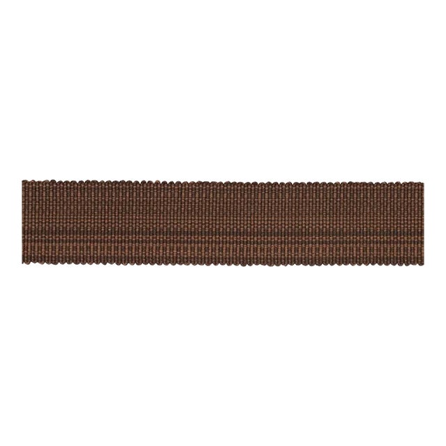 SAMPLE - Schumacher Cotton Strie Tape Medium In Chestnut 1" For Sale