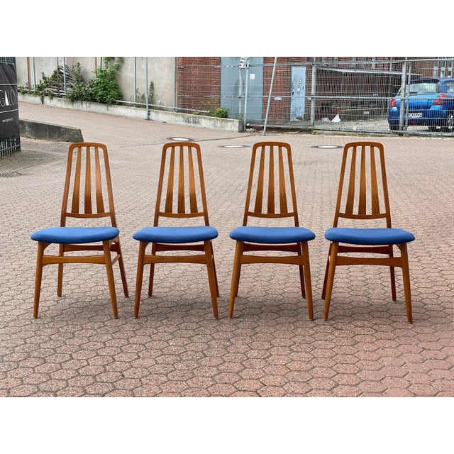 Blue Mid-Century Teak Dining Chairs from Vamdrup Stølefabrik, Set of 4 For Sale - Image 8 of 10