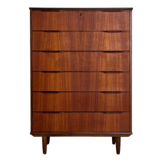 Danish Tallboy Chest in Teak, 1960s For Sale