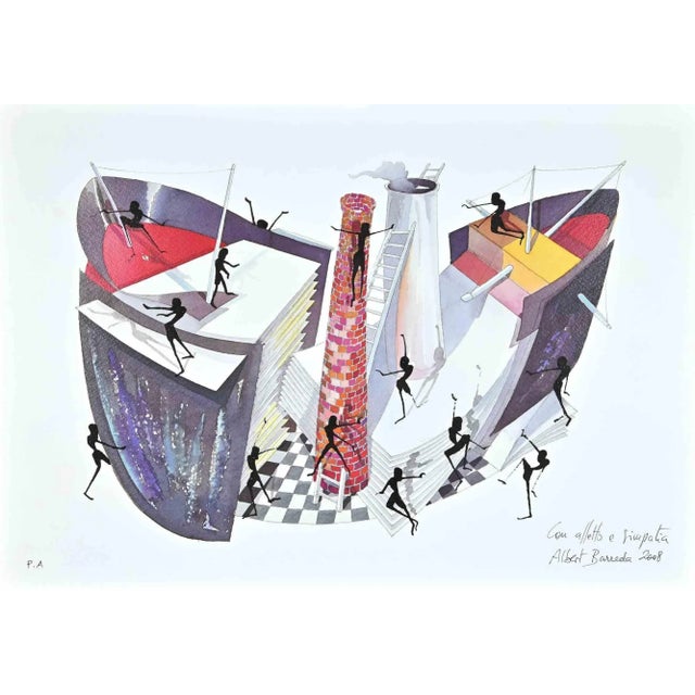 Untitled is an original Litograph on Cardboard realized by Albert Barreda in 2008. Dedication and signature on the lower...