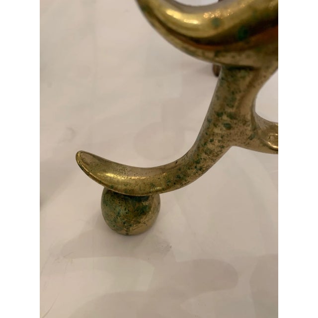 Brass Cast Brass Cannonball Designed Vintage Andirons -A Pair For Sale - Image 8 of 12