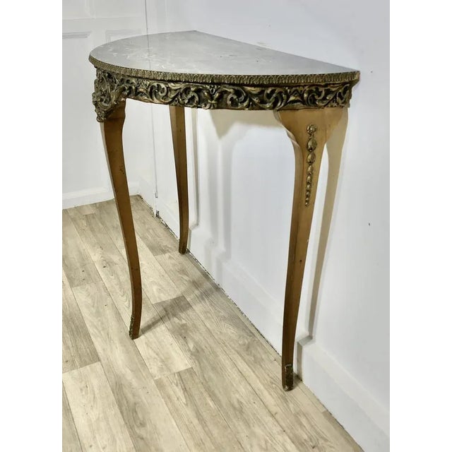 1940s Simulated Marble and Gilt Free Standing Console Table, 1940s For Sale - Image 5 of 7
