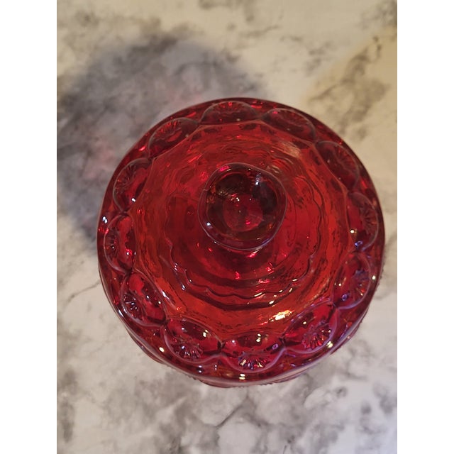 Glass 20th Century Le Smith Moon & Stars Amberina Compote Lidded Compote For Sale - Image 7 of 17