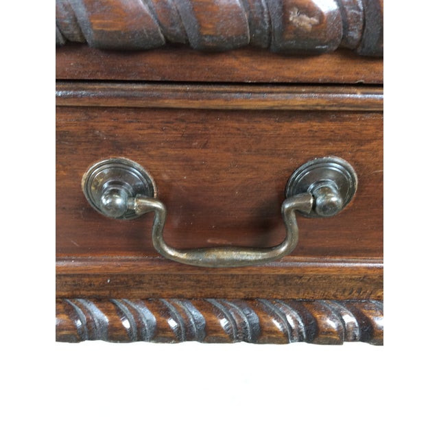 Vintage Walnut Chippendale Style Open Front Writing Desk With Brass Hardware For Sale - Image 18 of 18