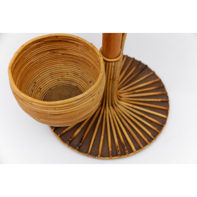 Brown Italian Bamboo and Rattan Plant Holder, 1950s For Sale - Image 8 of 10