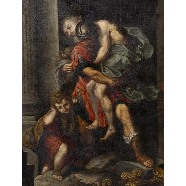 Federico Barocci after Willem Van Mieris, Aeneas Flees from Burning Troy, Oil on Canvas, Framed For Sale - Image 4 of 6