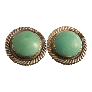 1940s Turquoise and Sterling Cabochon Earrings