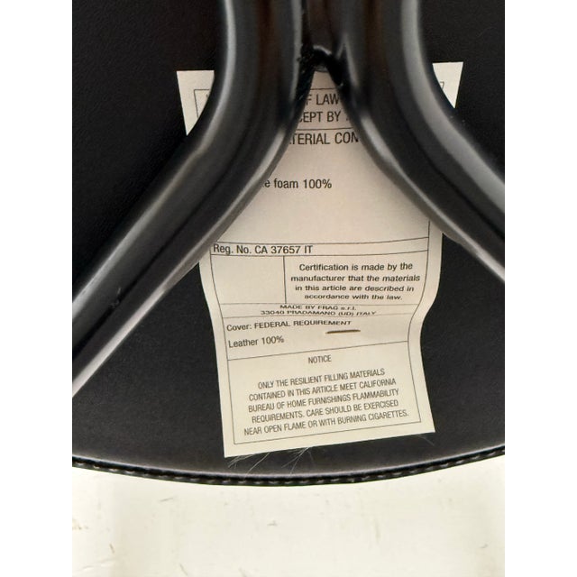 Vintage Frag for Design Within Reach Italian Black Leather Barstools, Pair For Sale - Image 9 of 12