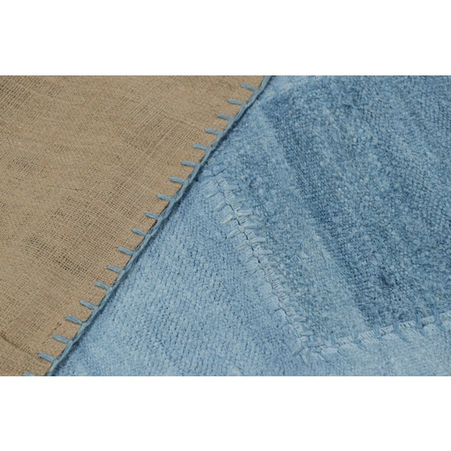 Textile Rug & Kilim’s Modern Patchwork Kilim With Light Blue Geometric Patterns For Sale - Image 7 of 7