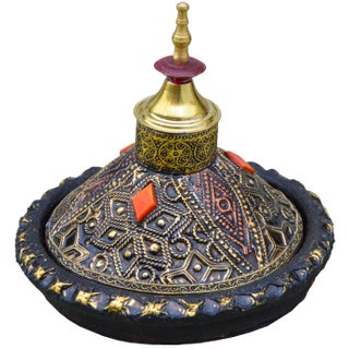 Late 20th Century Handmade Moroccan Dish with Lid For Sale