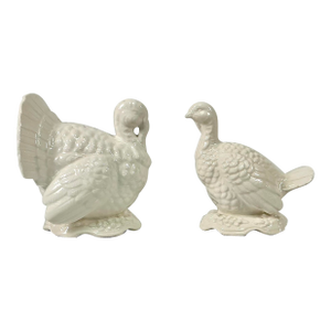 1980s Vintage Arts & Crafts Americana Ceramic Thanksgiving Turkey Salt & Pepper Shakers - A Pair