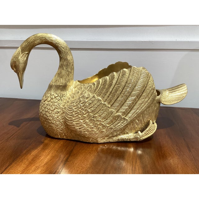 Ormolu Gilded Bronze Swan Cachepot Sculpture, 1970s For Sale - Image 13 of 13