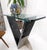 Late 20th Century V Shape Marble Base Thick Glass Top Modern Custom Design Console Table For Sale - Image 9 of 12