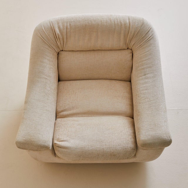 Wood Italian Lounge Chair in Original Ivory Upholstery, 1970s - 2 Available For Sale - Image 7 of 11