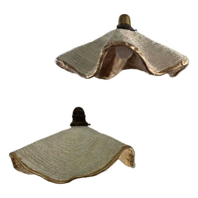 Contemporary Papier Mache Cascading Wave Lamp Shades, a Pair For Sale