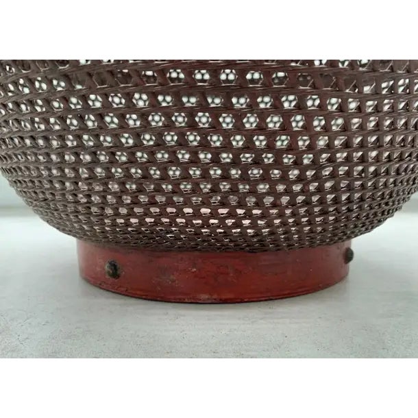 Chinese Basket Pair Hand-Woven Rattan With Red Wood Base, Early 20th Century For Sale - Image 15 of 16