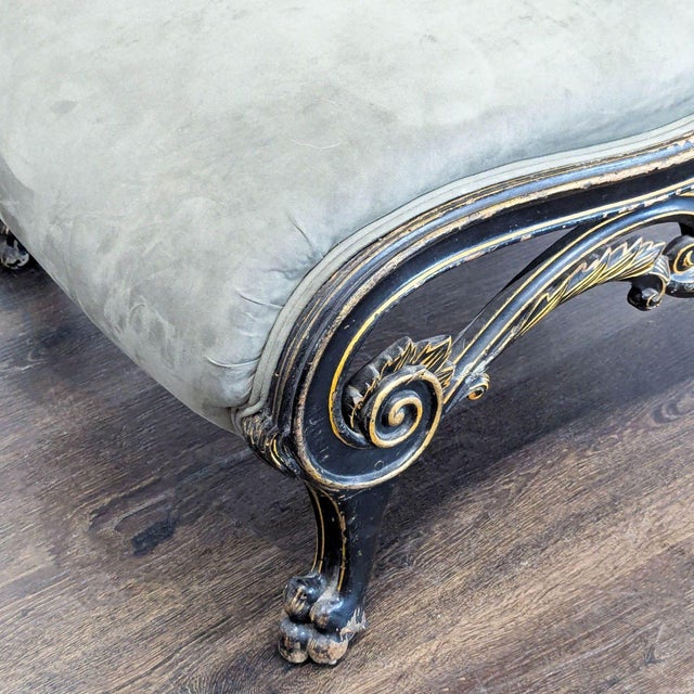Elegant Vintage Lounge Chair With Tufted Upholstery and Ornate Legs For Sale In San Francisco - Image 6 of 6