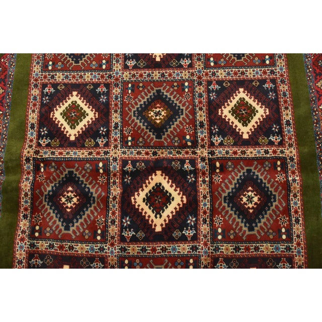 Vintage Yalameh Rug 5' X 6'5'' Multicolor Wool Tribal Hand-Knotted Carpet For Sale - Image 4 of 11