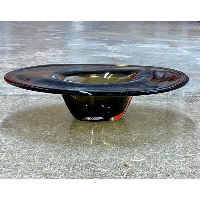 1970s Large Sculptural Vintage Art Glass Vessel in Smoky Topaz | Attributed to Kosta Boda For Sale - Image 5 of 10