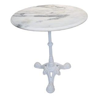 Marble Table on Whitewashed Cast Iron Leg For Sale