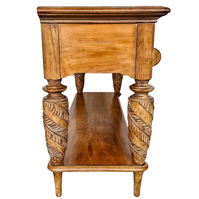 Wood Tommy Bahama Home Tropical British Colonial Style Carved Console Table For Sale - Image 7 of 12