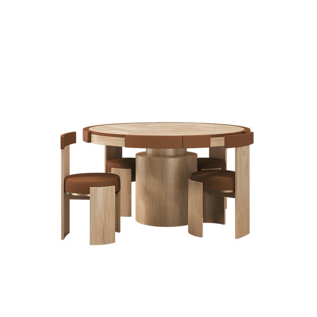 Contemporary Wellesly Game Table and Chairs by Wood Tailors Club, Set of 5 For Sale - Image 3 of 10