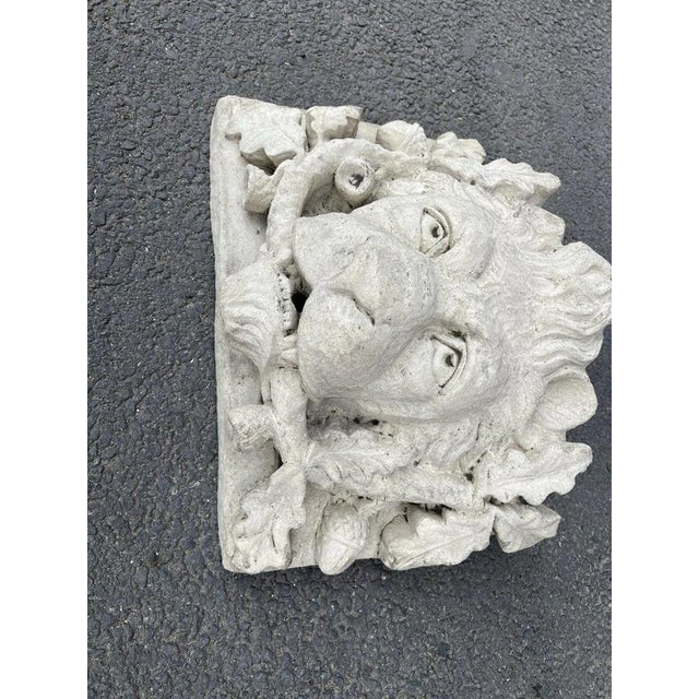 Cast Stone Lion Head Fountain Mask with Oak Leaves and Acorns For Sale - Image 11 of 16