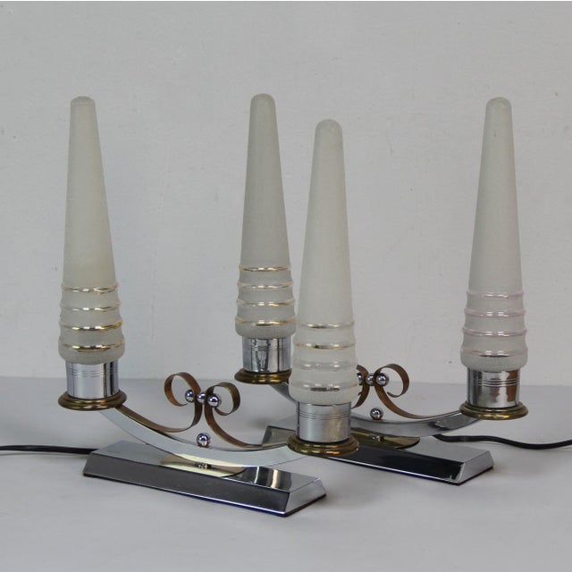 French Art Deco Table Lamps, 1940s, Set of 2 For Sale - Image 4 of 8