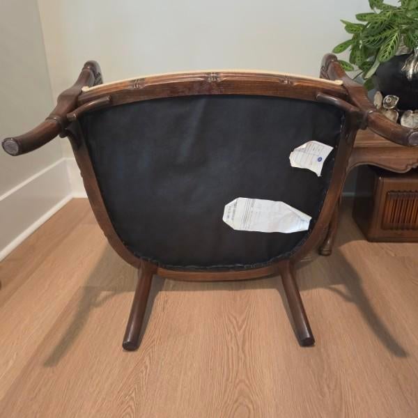 Vintage Ethan Allen Faux Bamboo Cane Wingback Bergere Chair - Hollywood Regency For Sale - Image 13 of 16