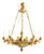 Mid 20th Century Empire Style Gilt and Green Metal Eight Light Chandelier With Bird Motif For Sale
