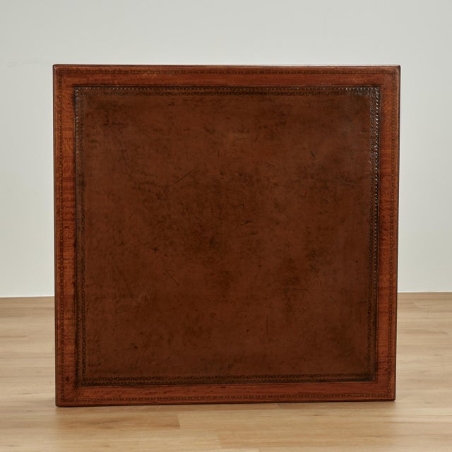 Animal Skin Antique English Leather Top Game Table For Sale - Image 7 of 7