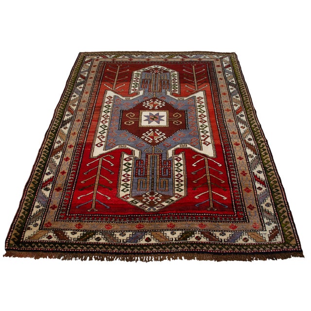1960s 1960s Hand Knotted Turkish Rug Tribal Pure Natural Wool Large Area Rug For Sale - Image 5 of 17