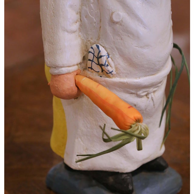 Plastic Mid-Century French Hand-Painted Composition Chef Figure For Sale - Image 7 of 9