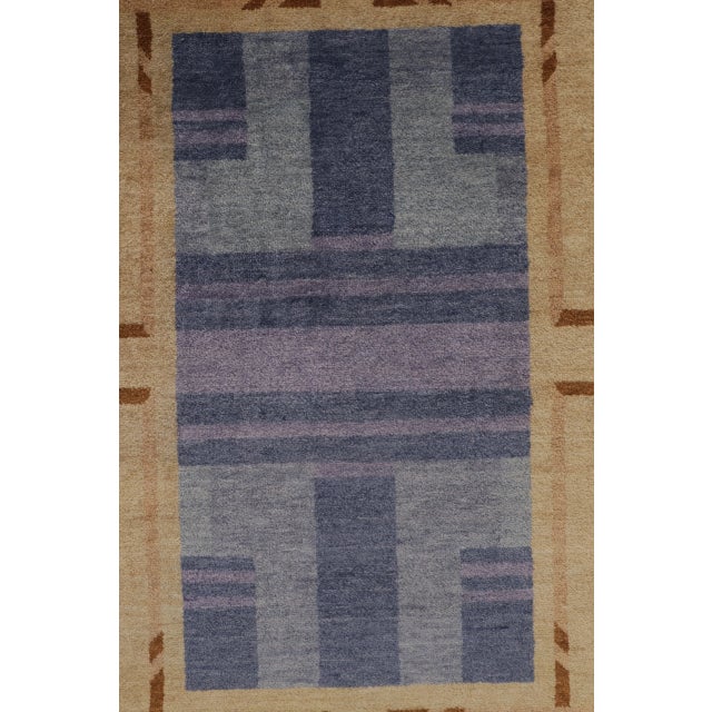 Blue Contemporary Art Deco Geometric Wool Rug by Rug & Kilim, India For Sale - Image 8 of 11