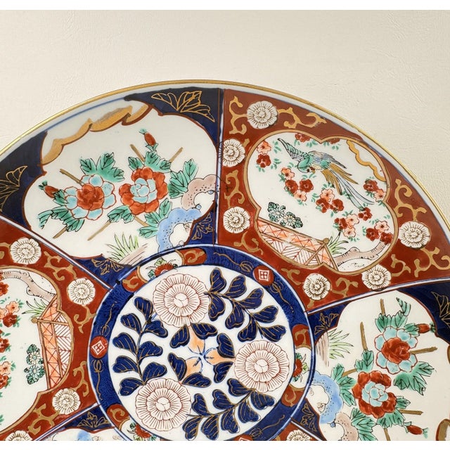 Imari Porcelain Pair of Vintage Japanese "Gold Imari" Hand-Painted Rickshaw Chargers, 11" For Sale - Image 4 of 8