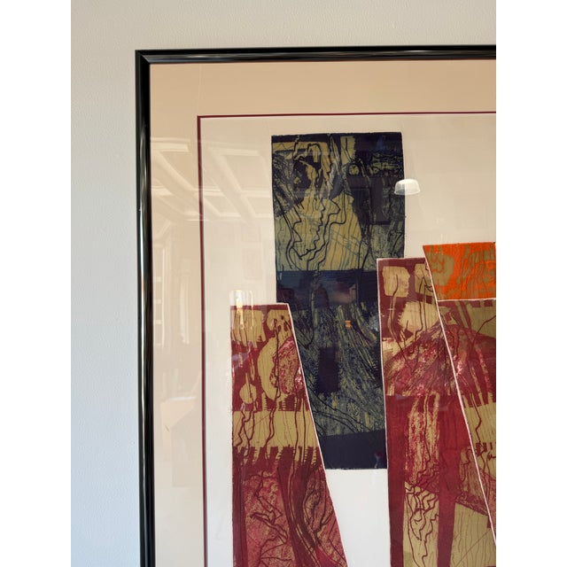 1970s 1970's Carol Dueno Mixed Media Modernist Abstract Painting, Framed For Sale - Image 5 of 13