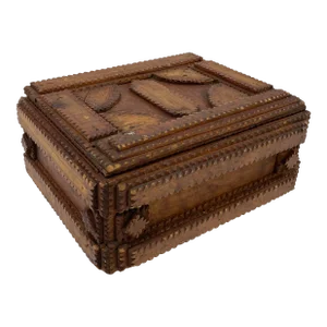 Large Antique Tramp Art Storage Box