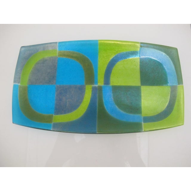 Shepardson Studios Geometric Op Art Fused Art Glass Decorative Plate Tray For Sale - Image 9 of 11